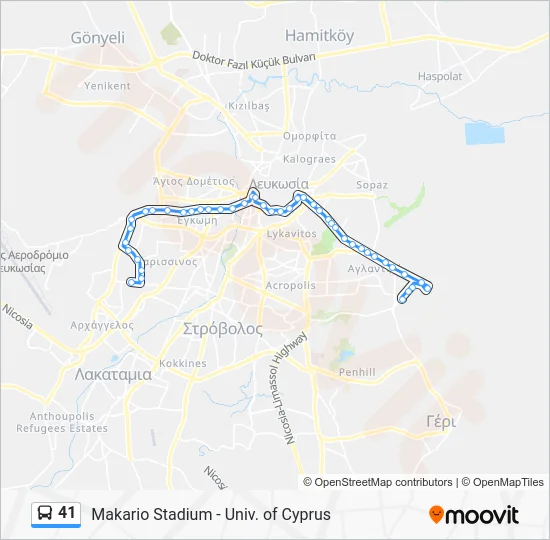 41 Bus Line Map