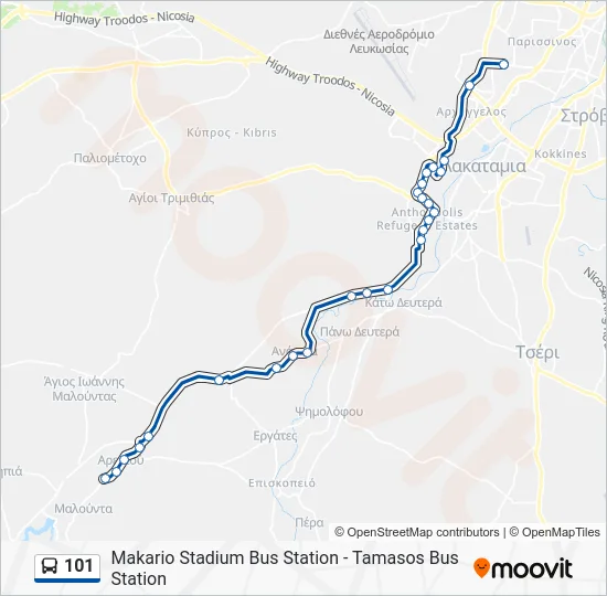 101 Bus Line Map