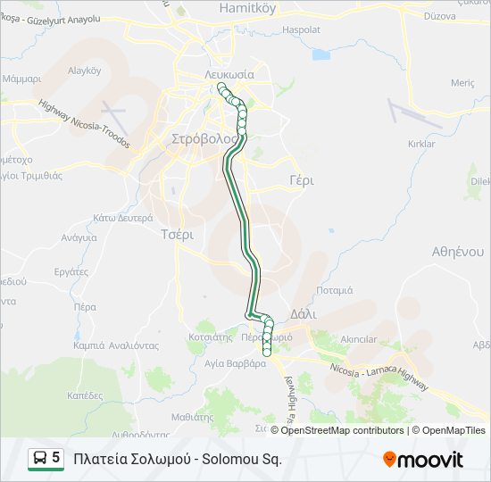 Χάρτης Γραμμής 5 λεωφορείο