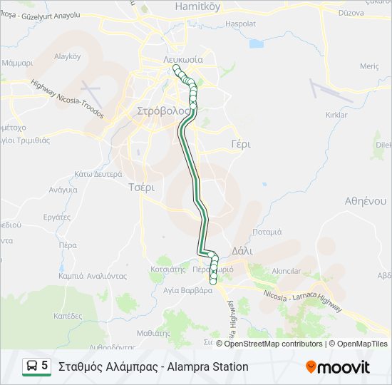 Χάρτης Γραμμής 5 λεωφορείο
