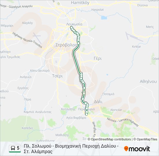 Χάρτης Γραμμής 5 λεωφορείο