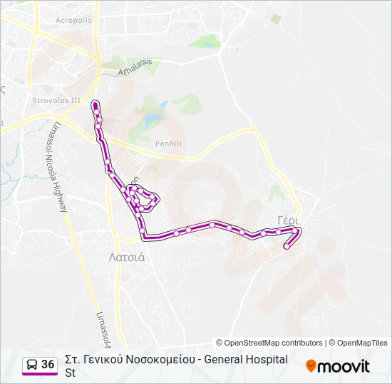 36 Bus Line Map
