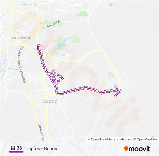 36 Bus Line Map