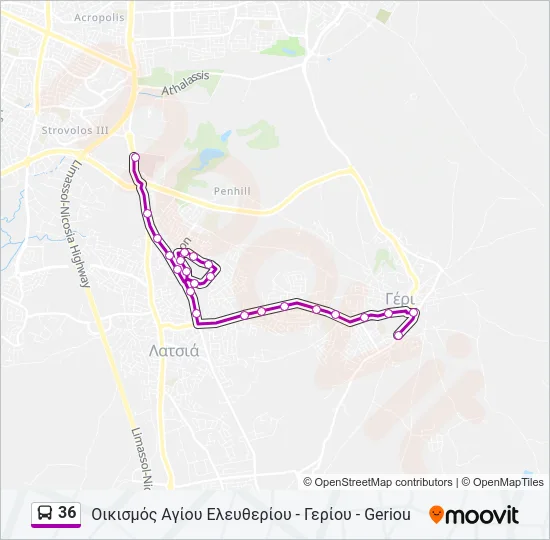36 Bus Line Map