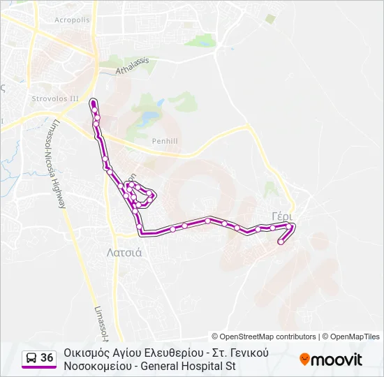 36 Bus Line Map