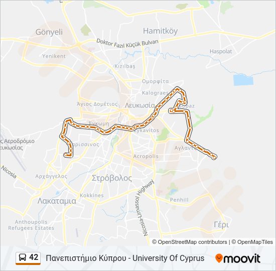 Χάρτης Γραμμής 42 λεωφορείο