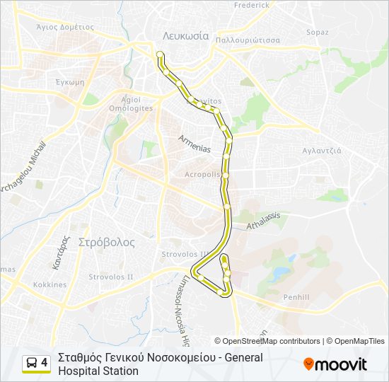 Χάρτης Γραμμής 4 λεωφορείο