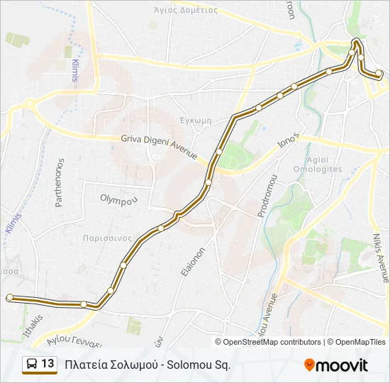 13 Bus Line Map