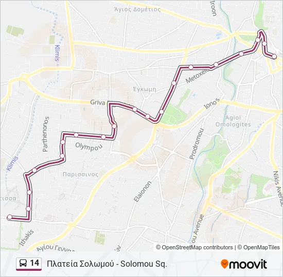 14 Bus Line Map