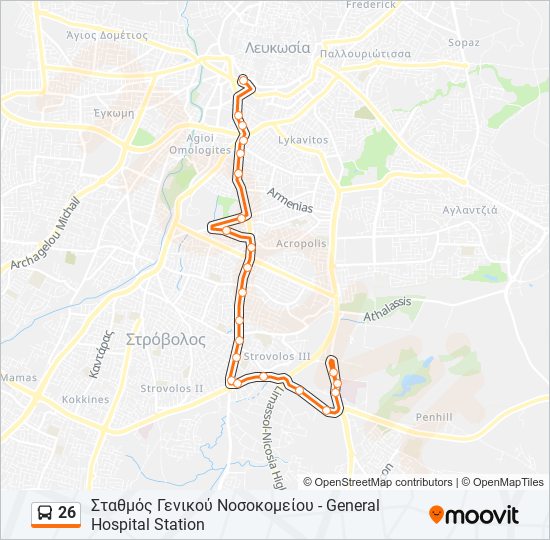 26 bus Line Map