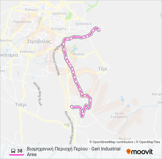 38 Bus Line Map