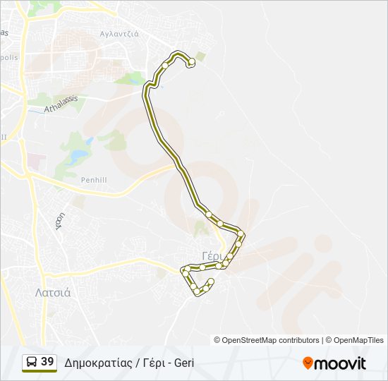 Χάρτης Γραμμής 39 λεωφορείο