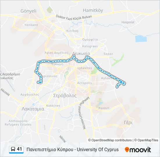 41 Bus Line Map