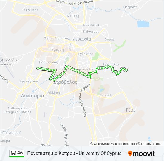 Χάρτης Γραμμής 46 λεωφορείο