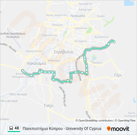 Χάρτης Γραμμής 48 λεωφορείο
