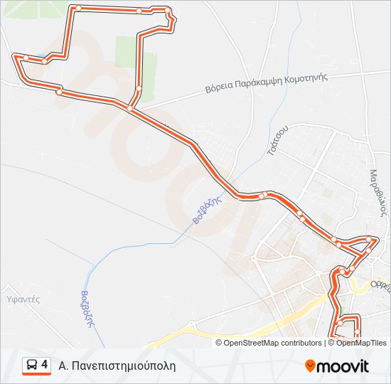 Χάρτης Γραμμής 4 λεωφορείο