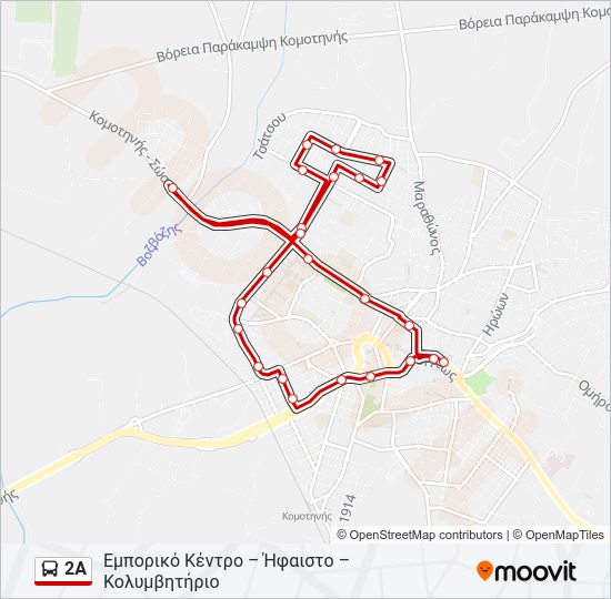 Χάρτης Γραμμής 2Α λεωφορείο