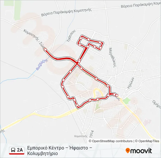 2Α Bus Line Map