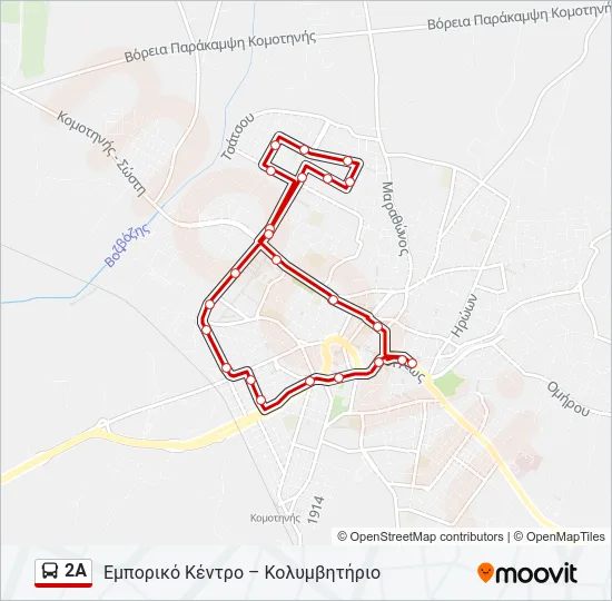 2Α Bus Line Map