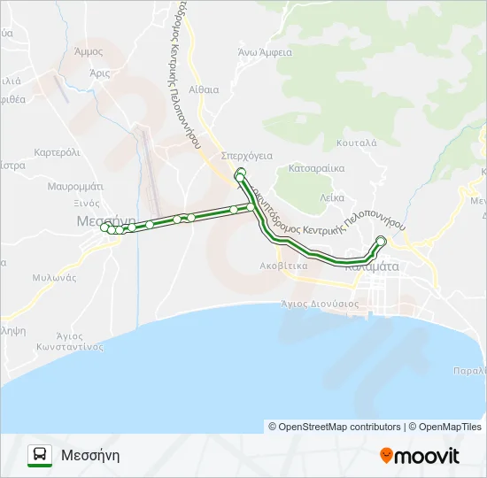 ΚΑΛΑΜΆΤΑ - ΜΕΣΣΉΝΗ Bus Line Map