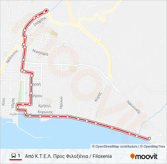 1 Bus Line Map