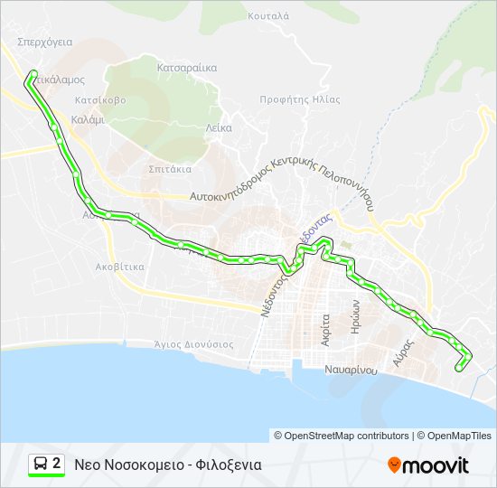 Χάρτης Γραμμής 2 λεωφορείο