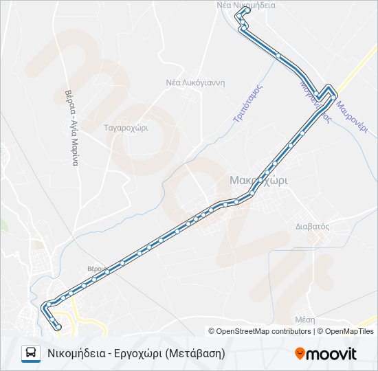 Χάρτης Γραμμής ΝΙΚΟΜΉΔΕΙΑ - ΛΥΚΌΓΙΑΝΝΗ λεωφορείο