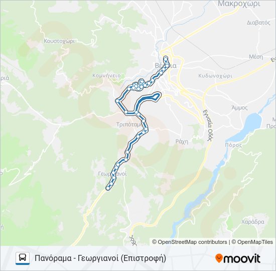 Χάρτης Γραμμής ΠΑΝΌΡΑΜΑ - ΓΕΩΡΓΙΑΝΟΊ - ΤΡΙΠΌΤΑΜΟ - ΡΆΧΗ λεωφορείο