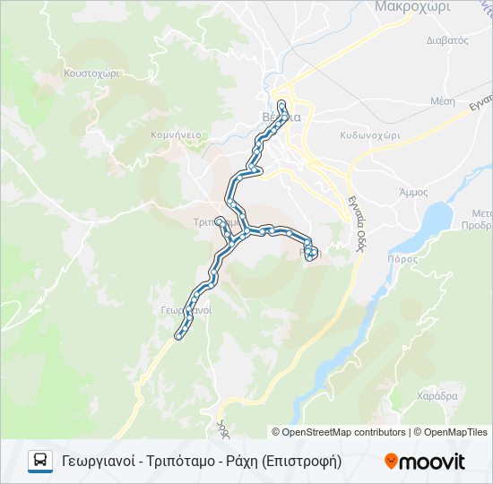 Χάρτης Γραμμής ΠΑΝΌΡΑΜΑ - ΓΕΩΡΓΙΑΝΟΊ - ΤΡΙΠΌΤΑΜΟ - ΡΆΧΗ λεωφορείο