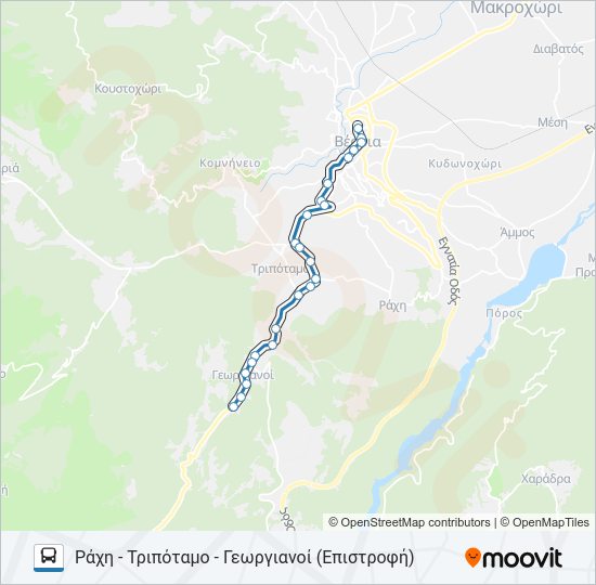 Χάρτης Γραμμής ΠΑΝΌΡΑΜΑ - ΓΕΩΡΓΙΑΝΟΊ - ΤΡΙΠΌΤΑΜΟ - ΡΆΧΗ λεωφορείο