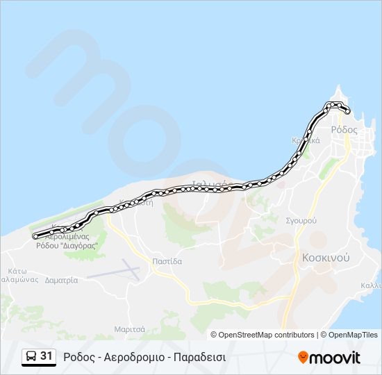 Χάρτης Γραμμής 31 λεωφορείο