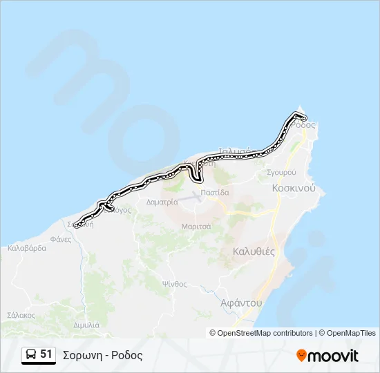51 Bus Line Map