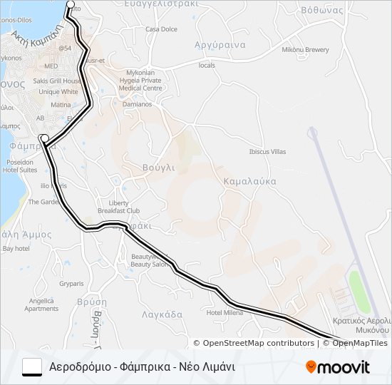 Χάρτης Γραμμής ΑΕΡΟΔΡΌΜΙΟ - ΦΆΜΠΡΙΚΑ - ΝΈΟ ΛΙΜΆΝΙ λεωφορείο