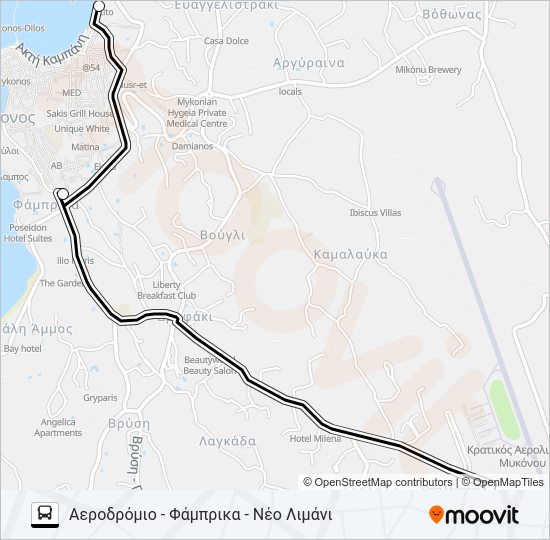 Χάρτης Γραμμής ΑΕΡΟΔΡΌΜΙΟ - ΦΆΜΠΡΙΚΑ - ΝΈΟ ΛΙΜΆΝΙ λεωφορείο