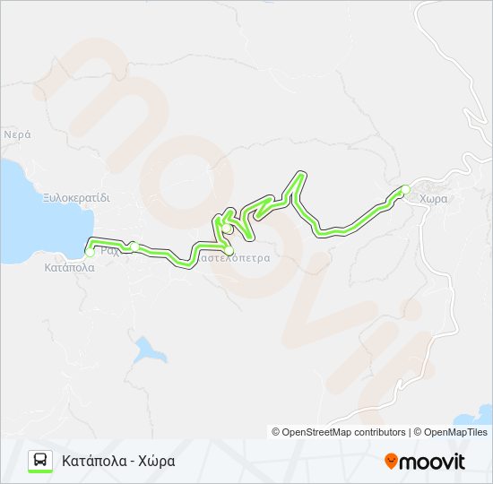 Χάρτης Γραμμής ΧΏΡΑ - ΚΑΤΆΠΟΛΑ λεωφορείο