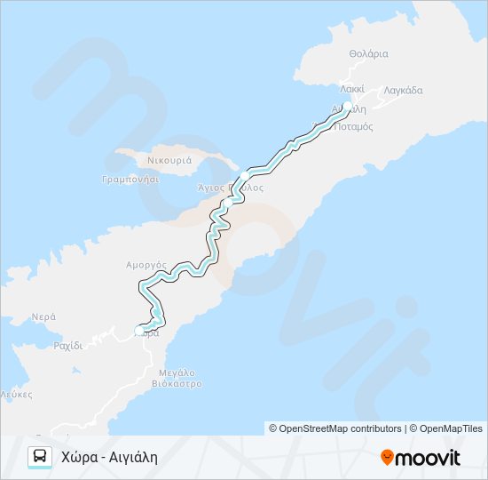 Χάρτης Γραμμής ΑΙΓΙΆΛΗ - ΚΑΤΆΠΟΛΑ λεωφορείο