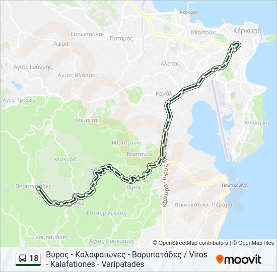 Χάρτης Γραμμής 18 λεωφορείο