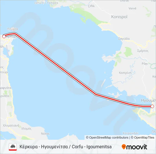 KS / CFU - IGOUMENITSA Ferry Line Map