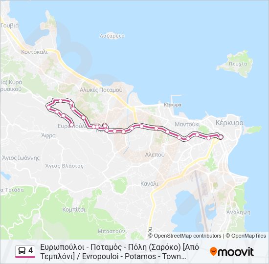 Χάρτης Γραμμής 4 λεωφορείο
