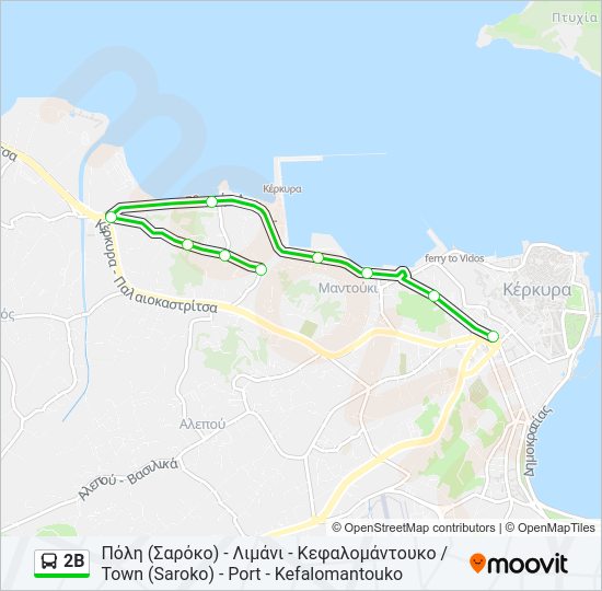 Χάρτης Γραμμής 2Β λεωφορείο