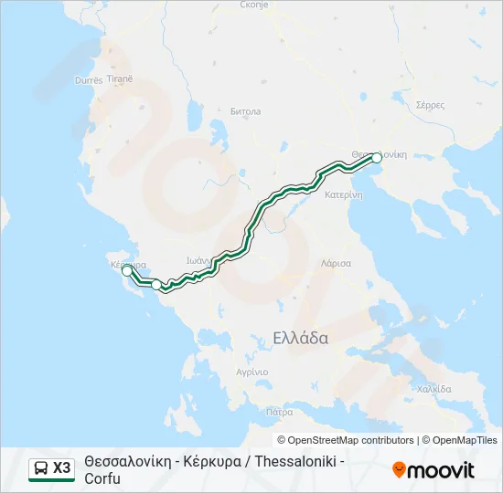 X3 Bus Line Map