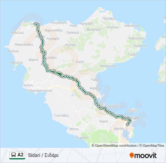 Χάρτης Γραμμής Α2 λεωφορείο