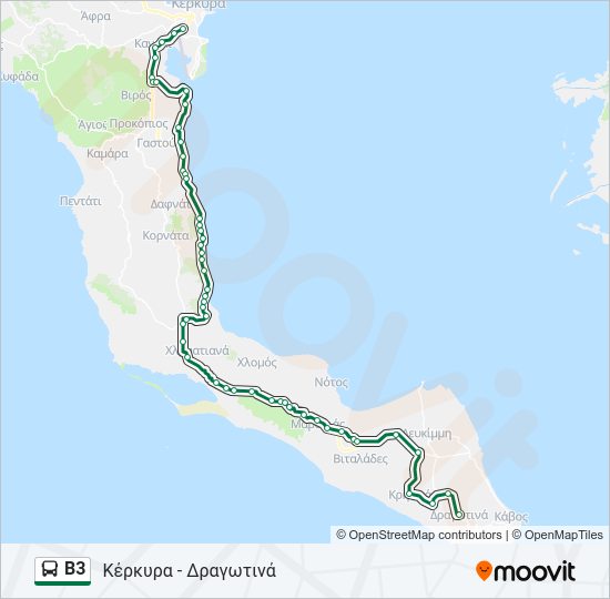 Χάρτης Γραμμής Β3 λεωφορείο