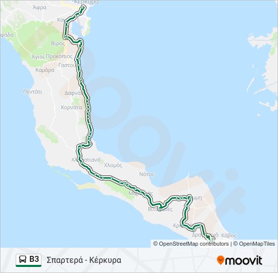 Χάρτης Γραμμής Β3 λεωφορείο