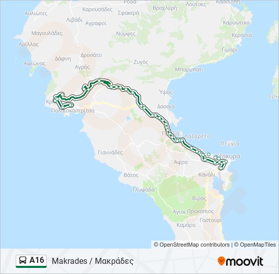 Α16 bus Line Map