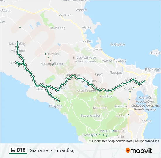 Β18 Bus Line Map