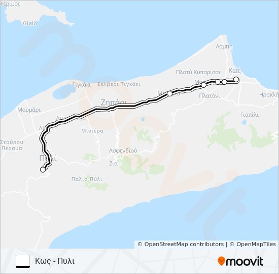 ΚΩΣ - ΠΥΛΙ bus Line Map