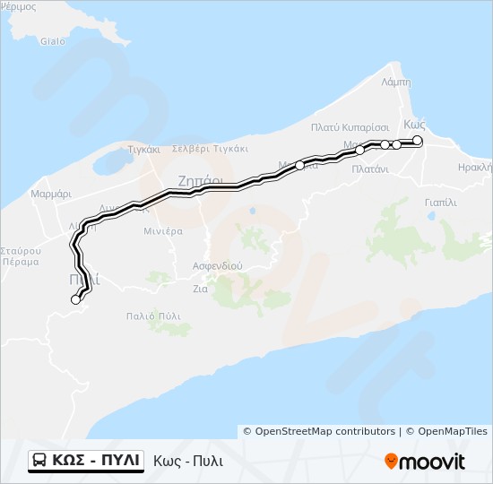 ΚΩΣ - ΠΥΛΙ bus Line Map