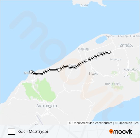 ΚΩΣ - ΜΑΣΤΙΧΑΡΙ bus Line Map