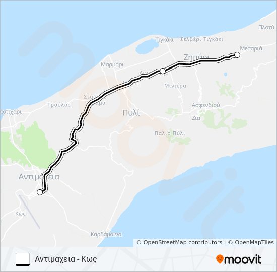 ΚΩΣ - ΑΝΤΙΜΑΧΕΙΑ bus Line Map
